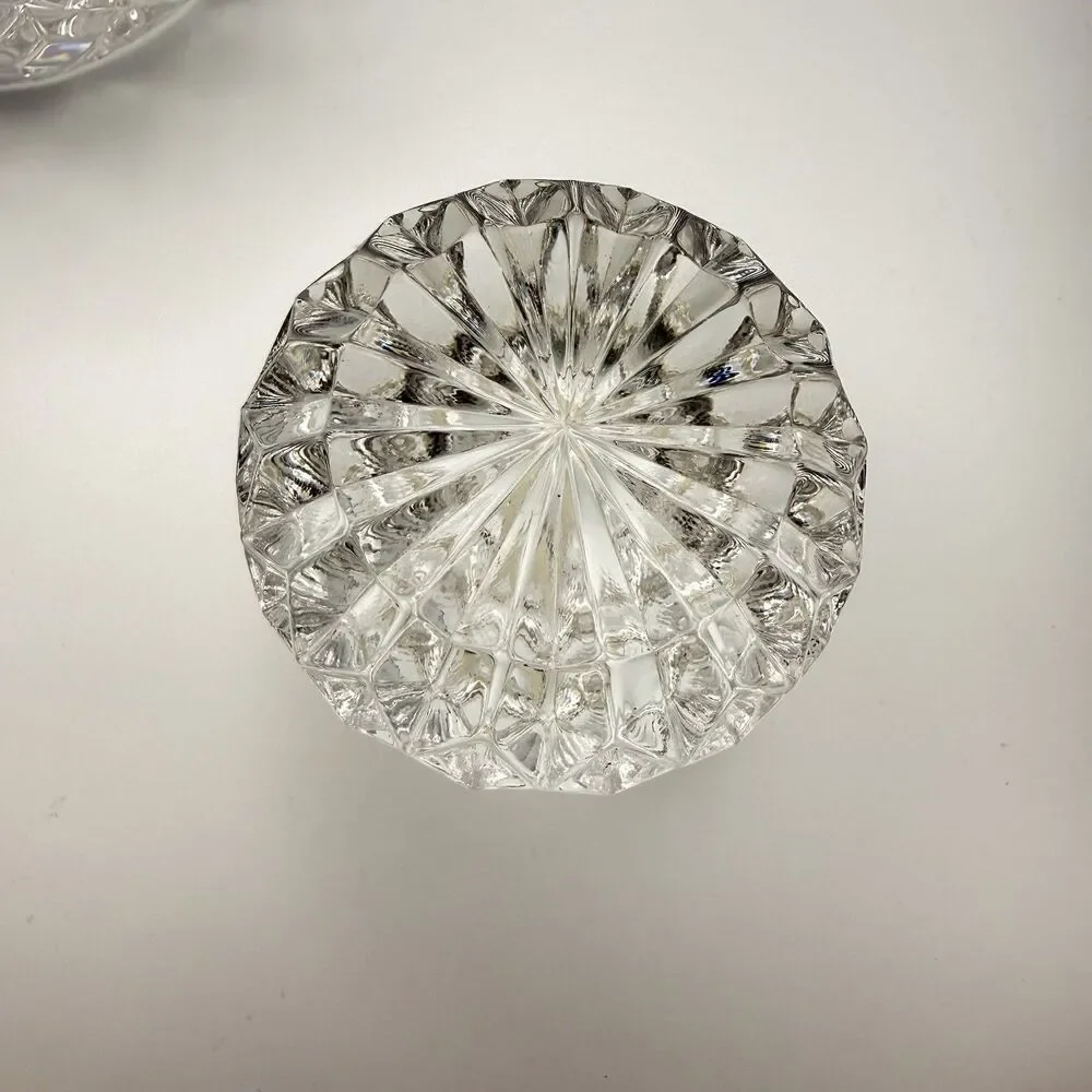 Vintage Cut Crystal Decanter w/ Stopper 11.5” Tall Diamond Pattern Barware